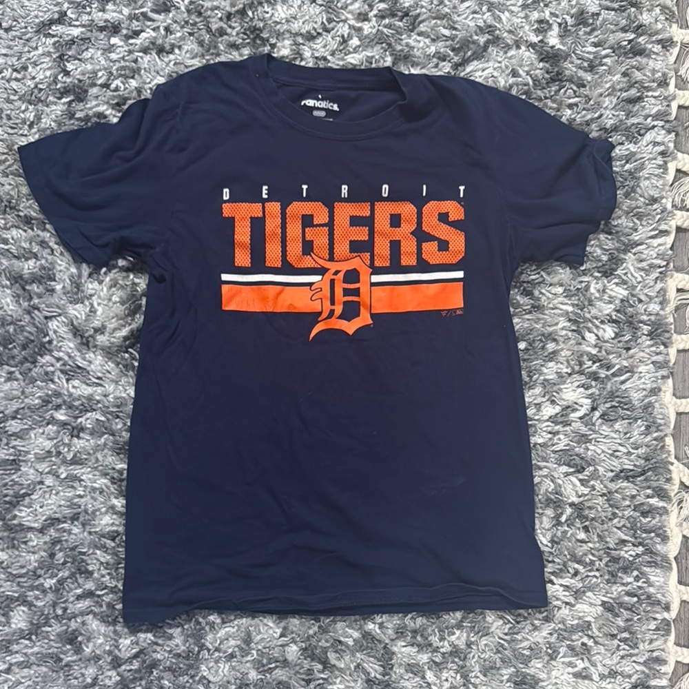 Majestic Blue and Orange Tigers Short Sleeve Tee